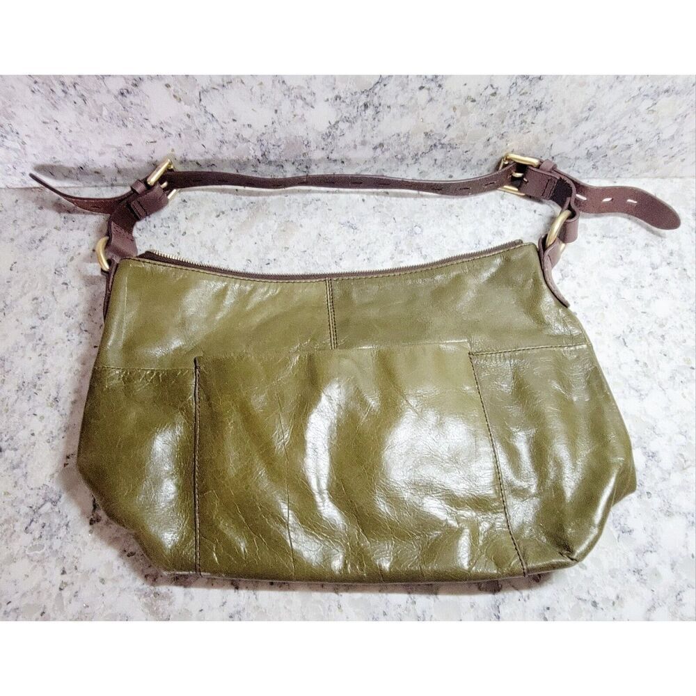 Hobo International Olive Green Leather Bag Purse 1970's Style‎ 9x11